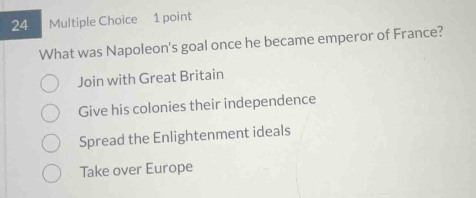 24 multiple choice 1 point what was napoleons goal once he became emper…
