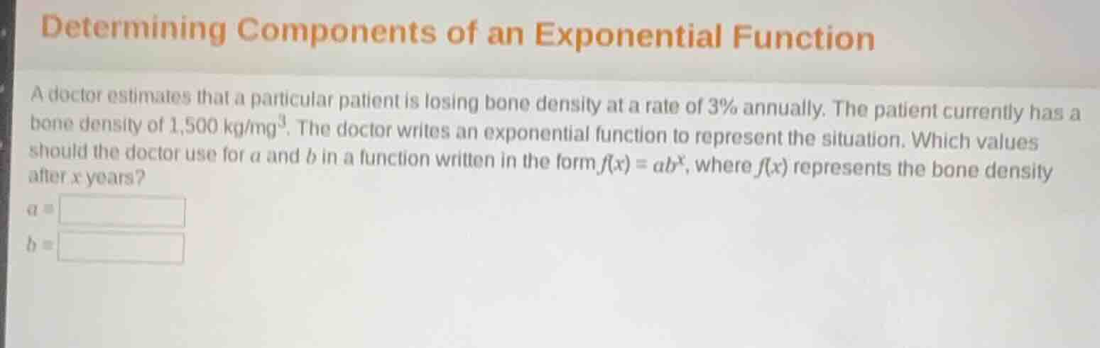 determining components of an exponential function a doctor estimates th…