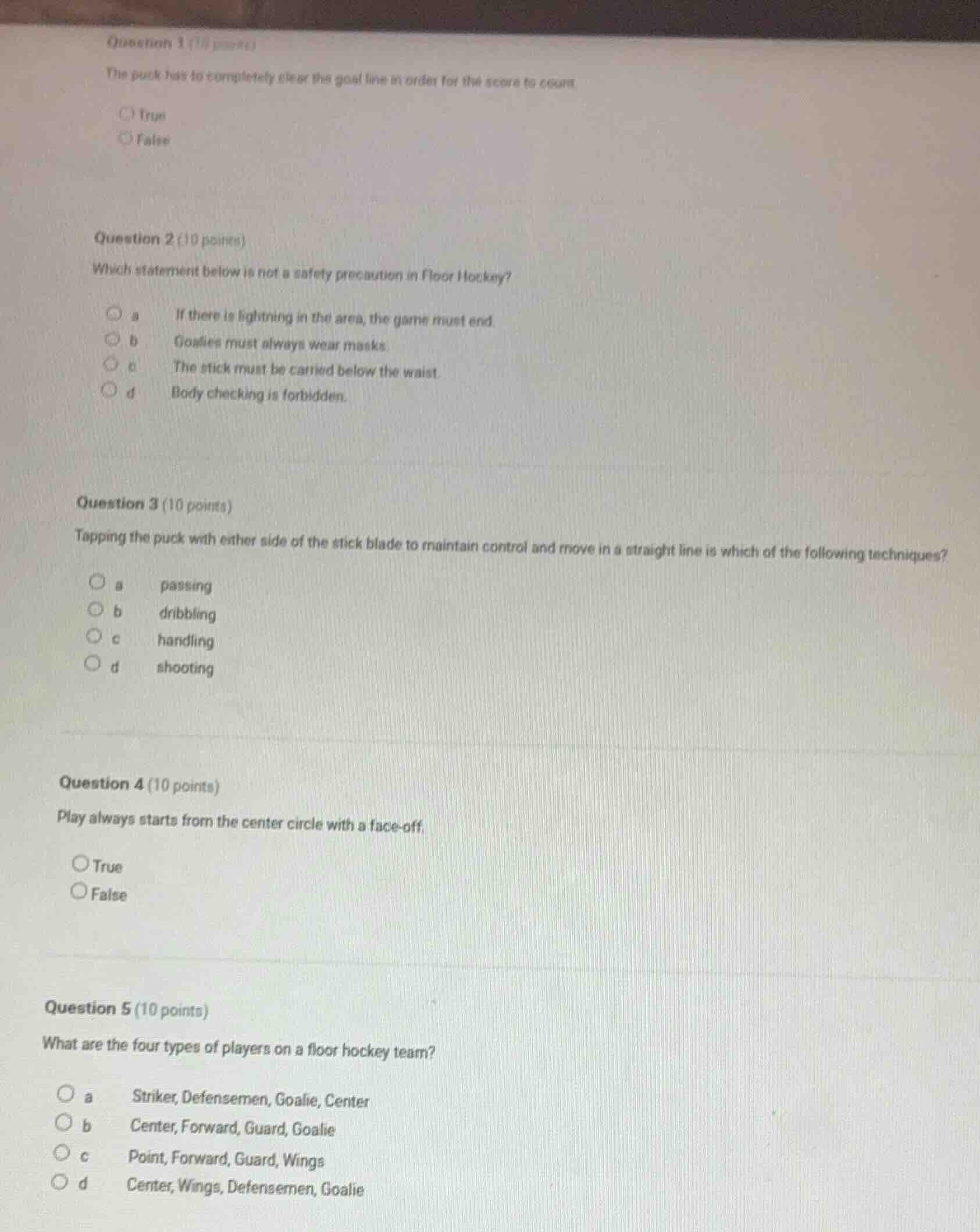 question 1 (10 points) the puck has to completely clear the goal line i…