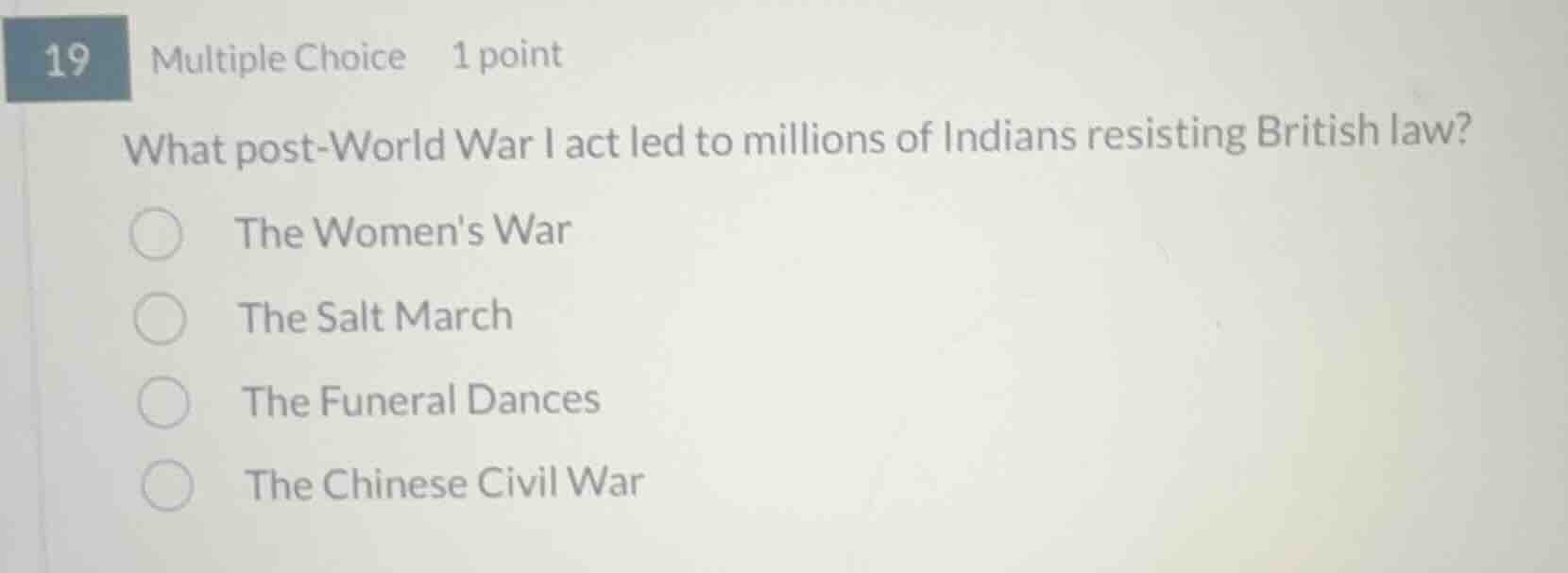 19 multiple choice 1 point what post - world war i act led to millions …