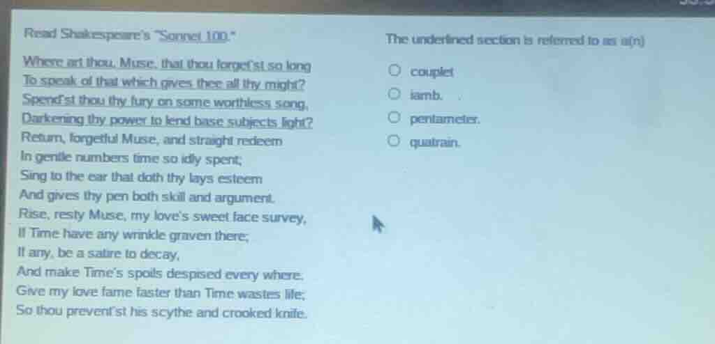 read shakespeare’s “sonnet 100.” where art thou, muse, that thou forget…