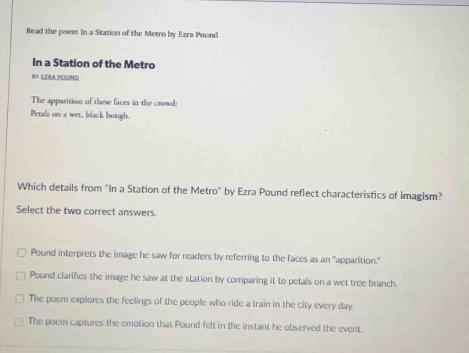 read the poem in a station of the metro by ezra pound in a station of t…