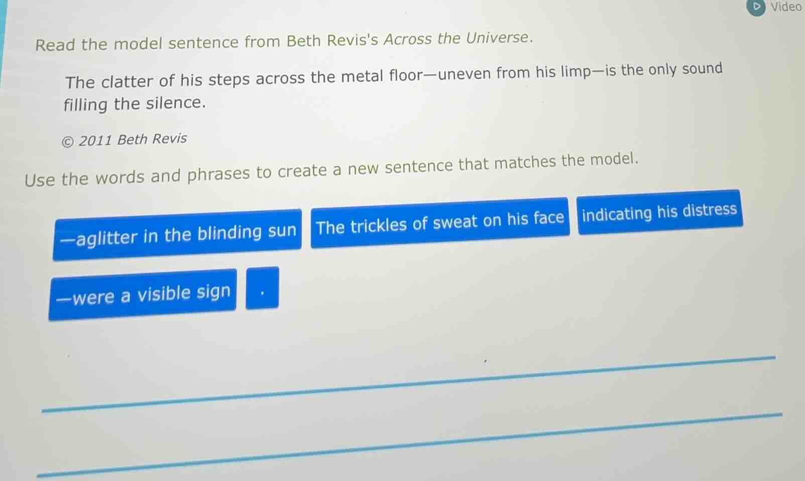 read the model sentence from beth reviss across the universe. the clatt…