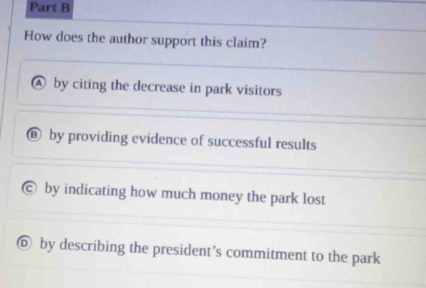 part b how does the author support this claim? a by citing the decrease…