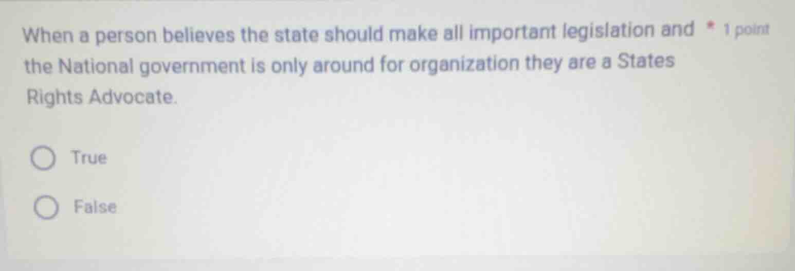 when a person believes the state should make all important legislation …