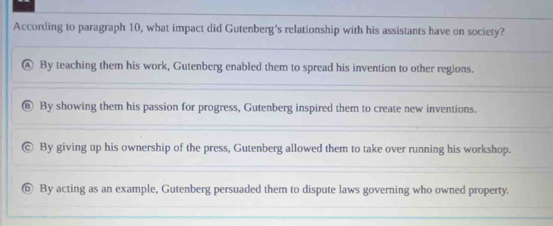 according to paragraph 10, what impact did gutenberg’s relationship wit…