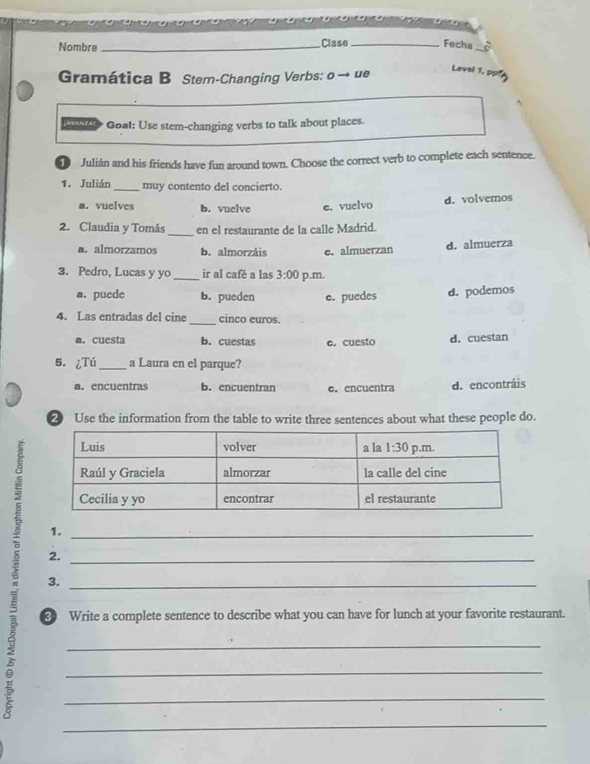 nombre ___________________________ clase ______________ fecha __ gramát…
