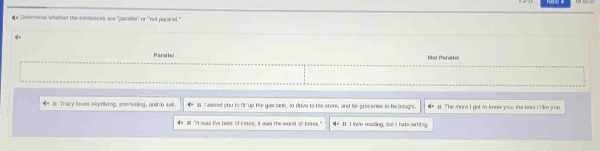 determine whether the sentences are \parallel\ or ot parallel.\ paralle…