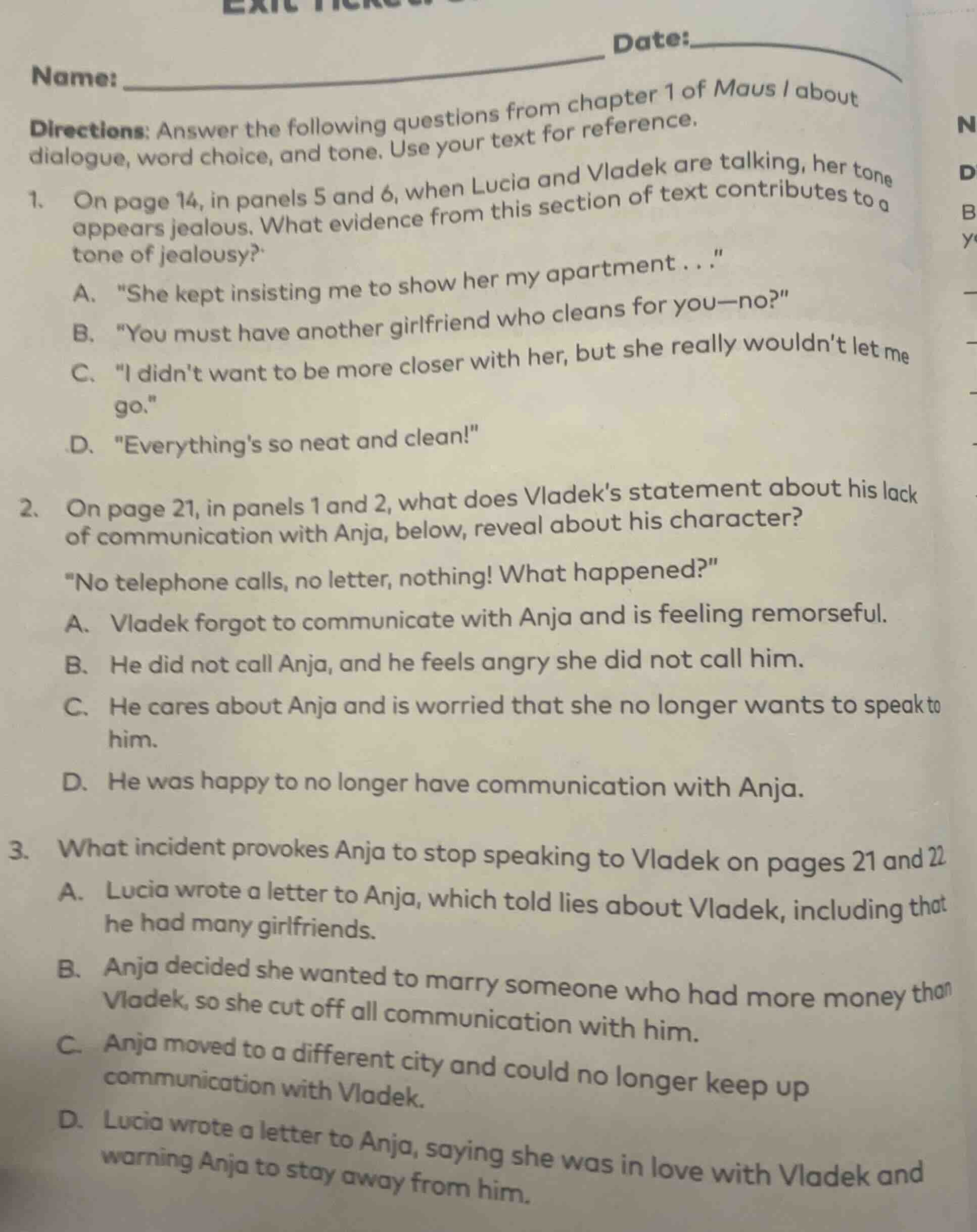 name: ______ date:______ directions: answer the following questions fro…