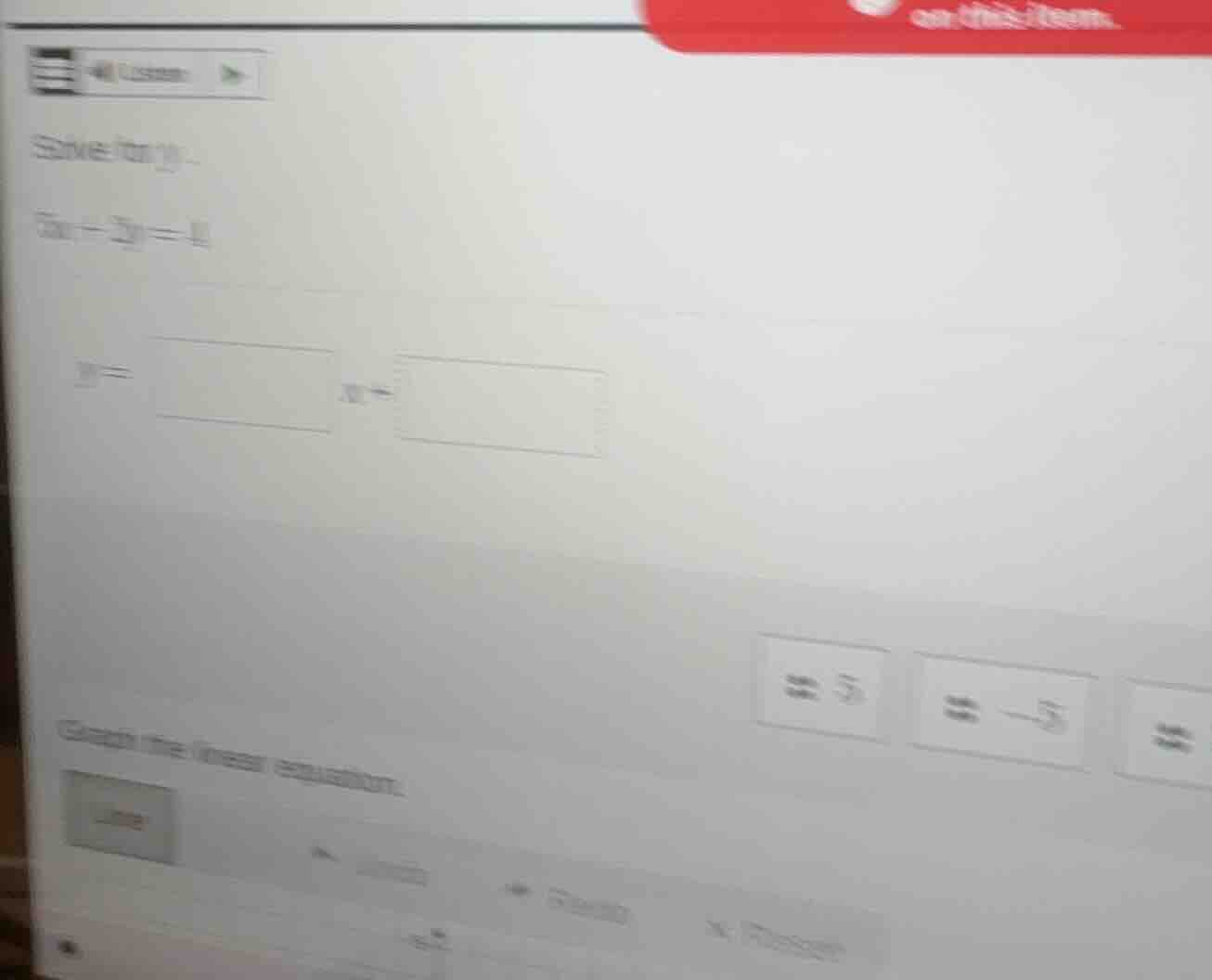 solve for y.\ 5x + 2y = 4\ y = \\square x + \\square\ graph the linear …