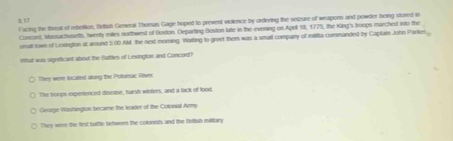 8.17 facing the threat of rebellion, british general thomas gage hoped …