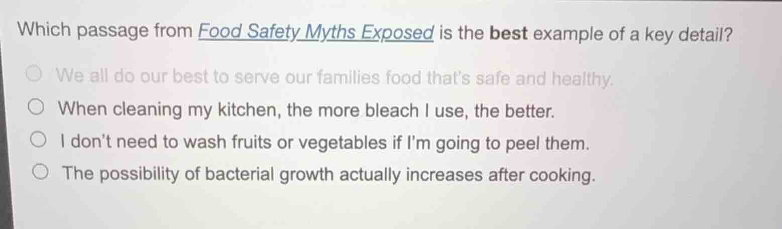 which passage from food safety myths exposed is the best example of a k…