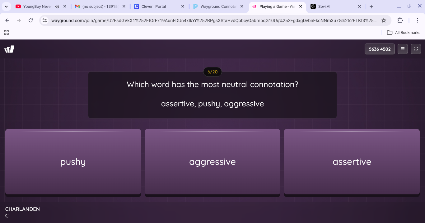 which word has the most neutral connotation? assertive, pushy, aggressi…
