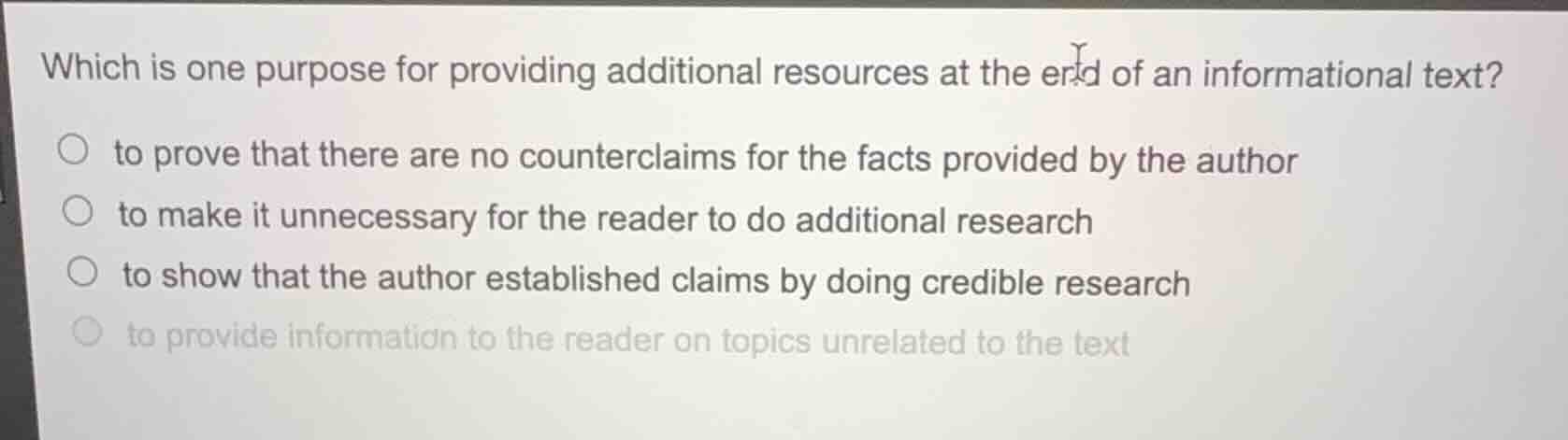 which is one purpose for providing additional resources at the end of a…
