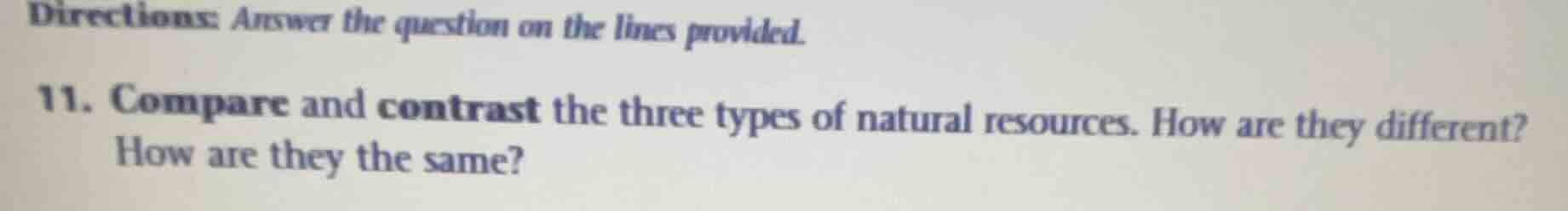 directions: answer the question on the lines provided. 11. compare and …