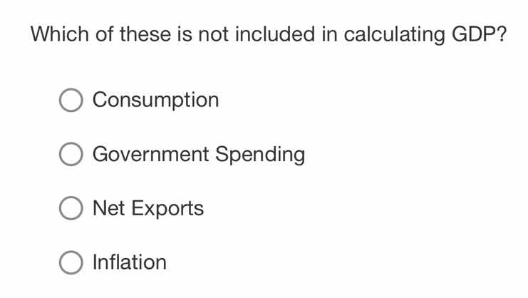 which of these is not included in calculating gdp? consumption governme…