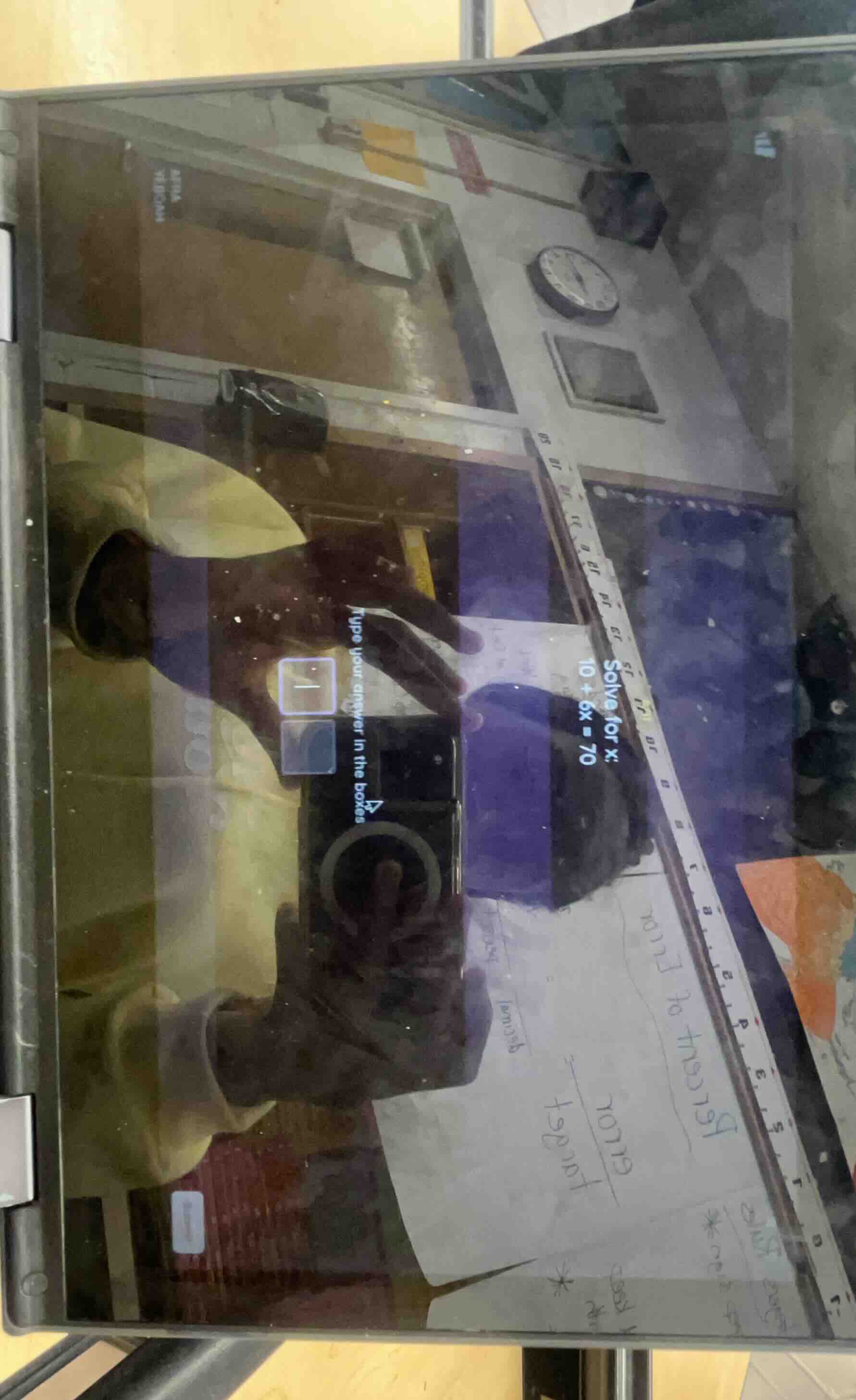 solve for x: 10 + 6x = 70 type your answer in the boxes