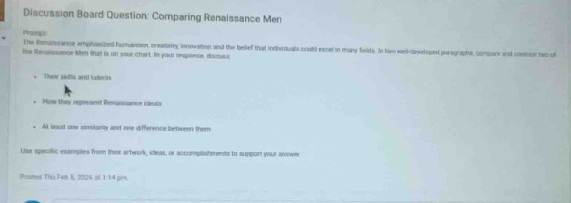 discussion board question: comparing renaissance men prompt: the renais…