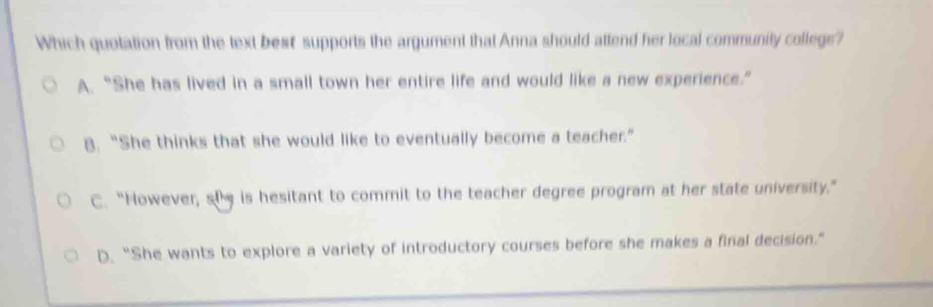 which quotation from the text best supports the argument that anna shou…