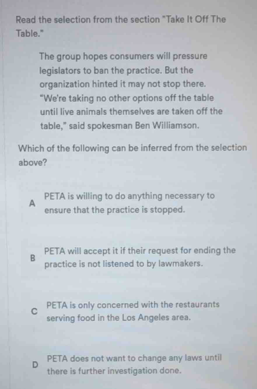 read the selection from the section \take it off the table.\ the group …