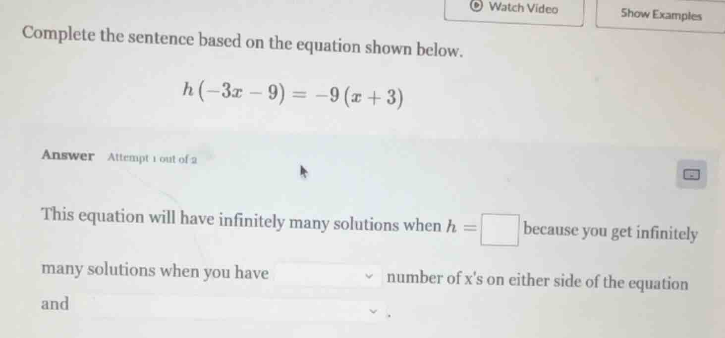 complete the sentence based on the equation shown below. \\( h\\left(-3…