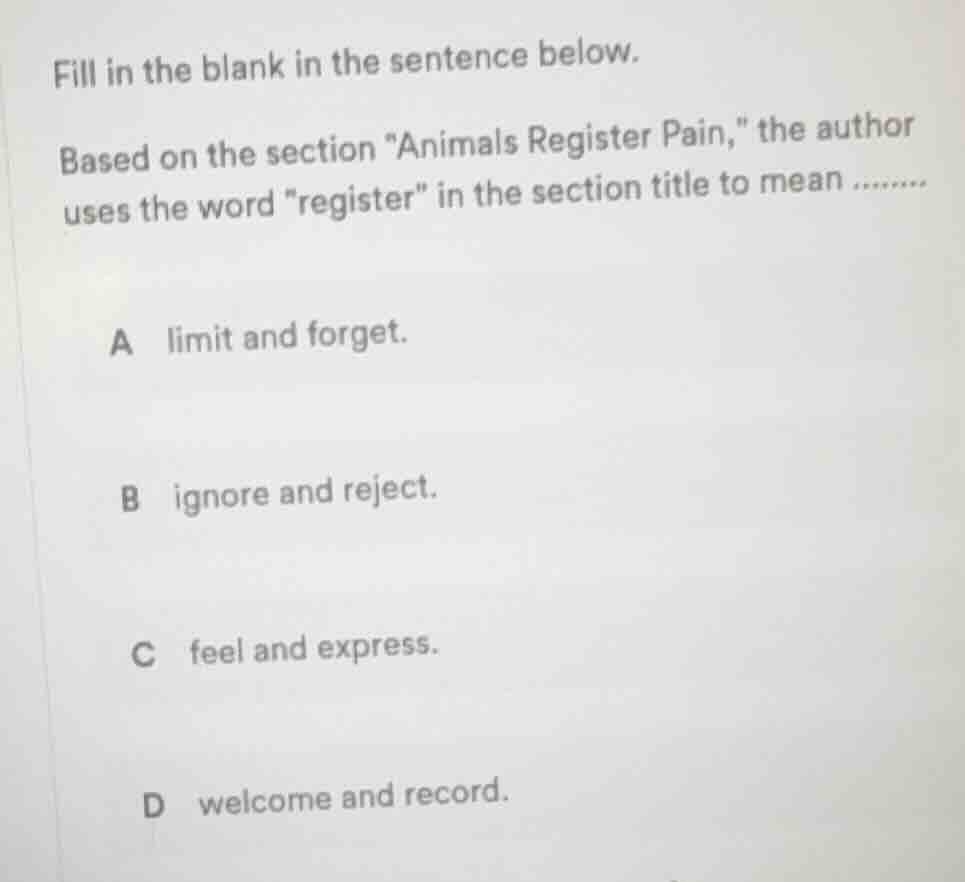 fill in the blank in the sentence below. based on the section \animals …