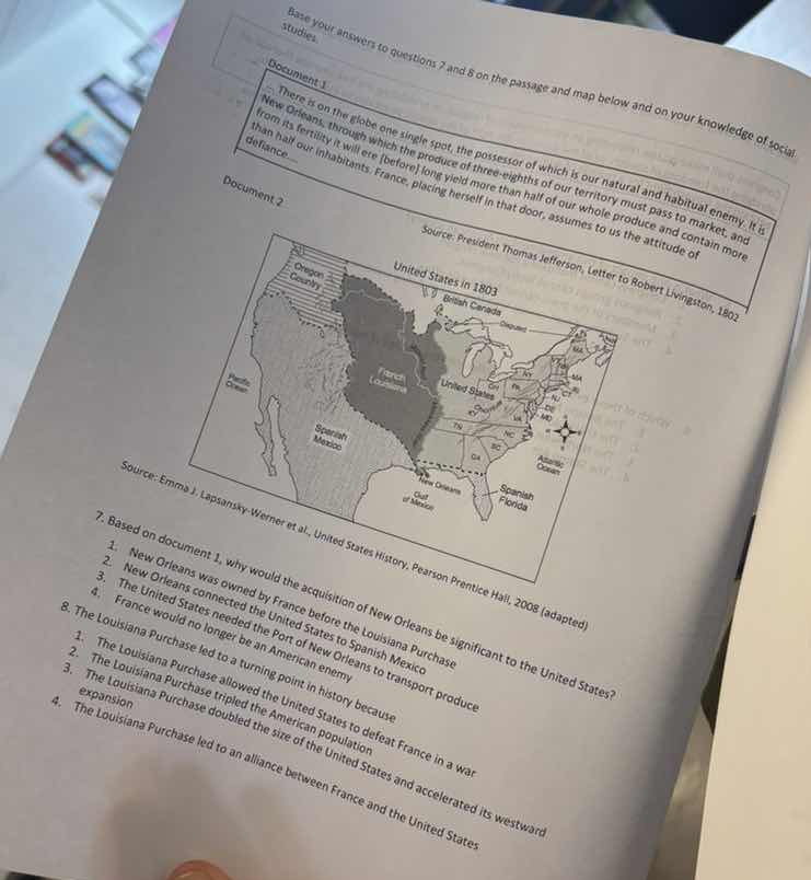 base your answers to questions 7 and 8 on the passage and map below and…