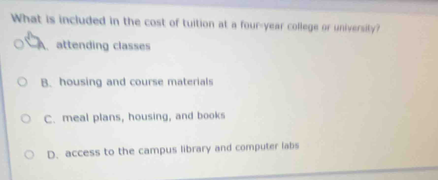 what is included in the cost of tuition at a four-year college or unive…