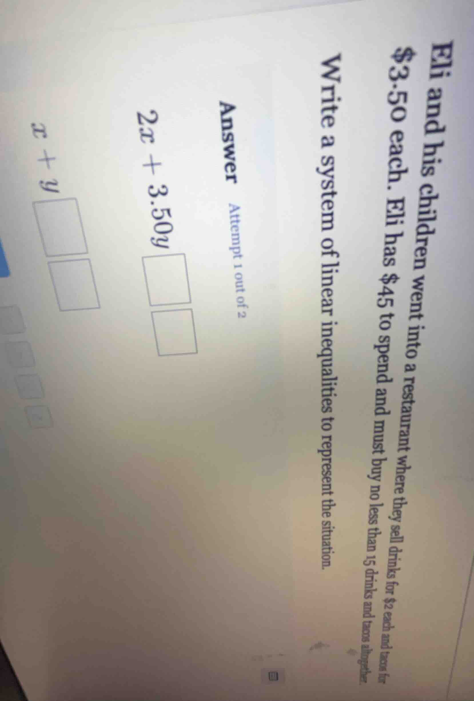 eli and his children went into a restaurant where they sell drinks for …