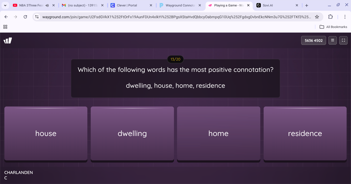 which of the following words has the most positive connotation? dwellin…