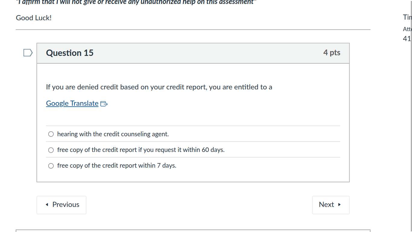 if you are denied credit based on your credit report, you are entitled …