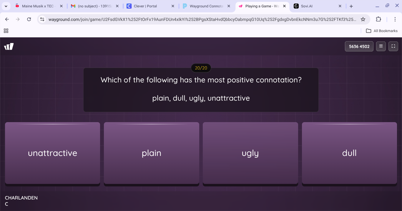 which of the following has the most positive connotation? plain, dull, …