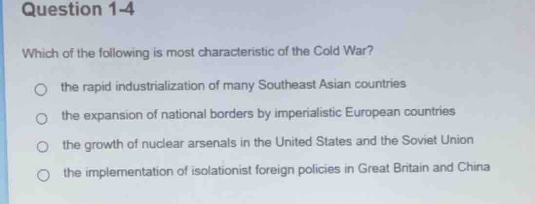 question 1-4 which of the following is most characteristic of the cold …