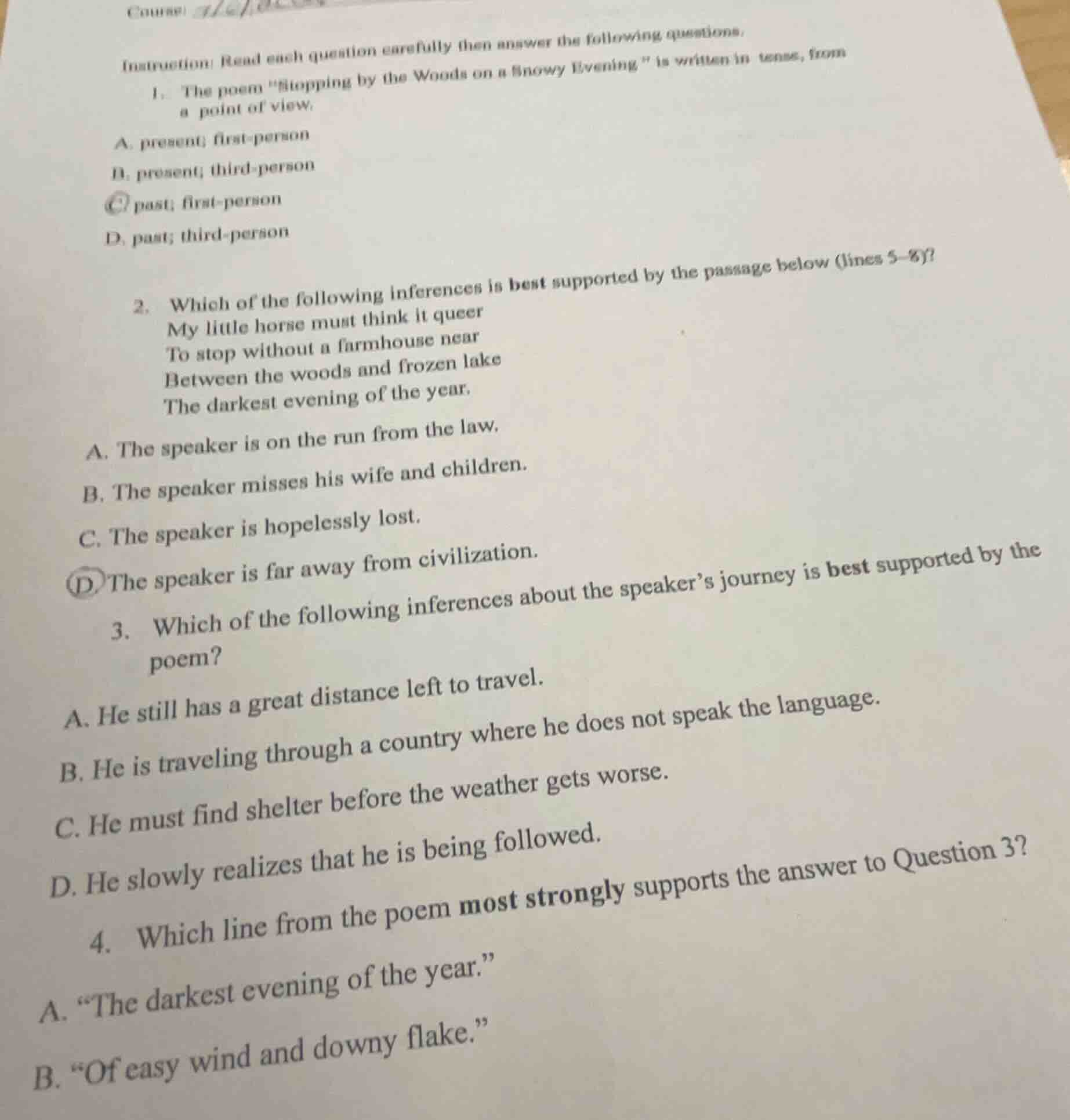 instruction: read each question carefully then answer the following que…