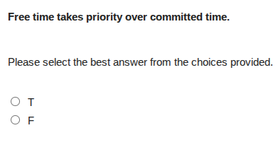 free time takes priority over committed time. please select the best an…