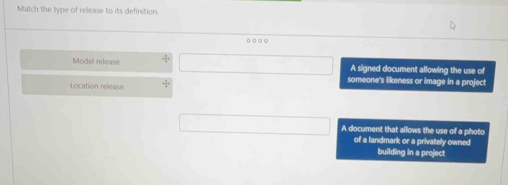 match the type of release to its definition. model release location rel…