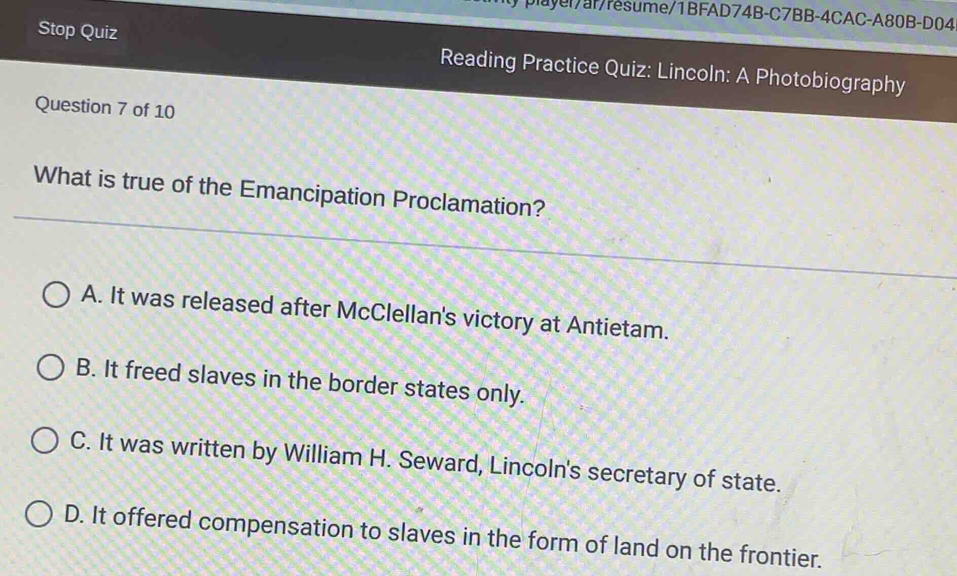 question 7 of 10 what is true of the emancipation proclamation? a. it w…