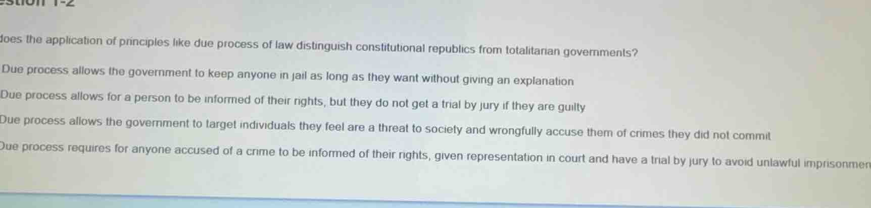 question 1-2 does the application of principles like due process of law…