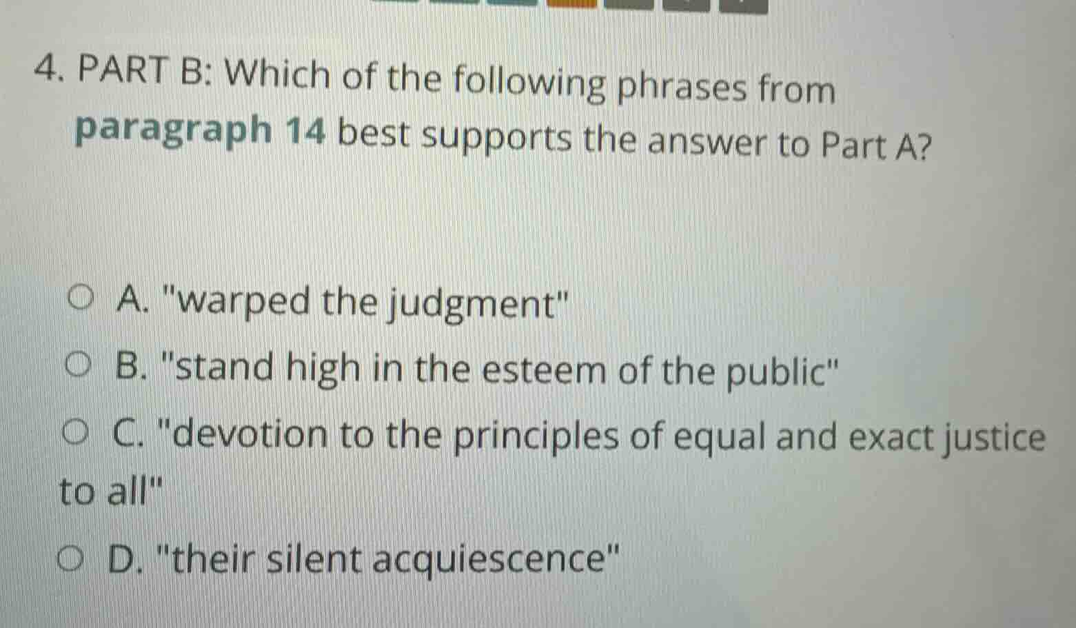 4. part b: which of the following phrases from paragraph 14 best suppor…