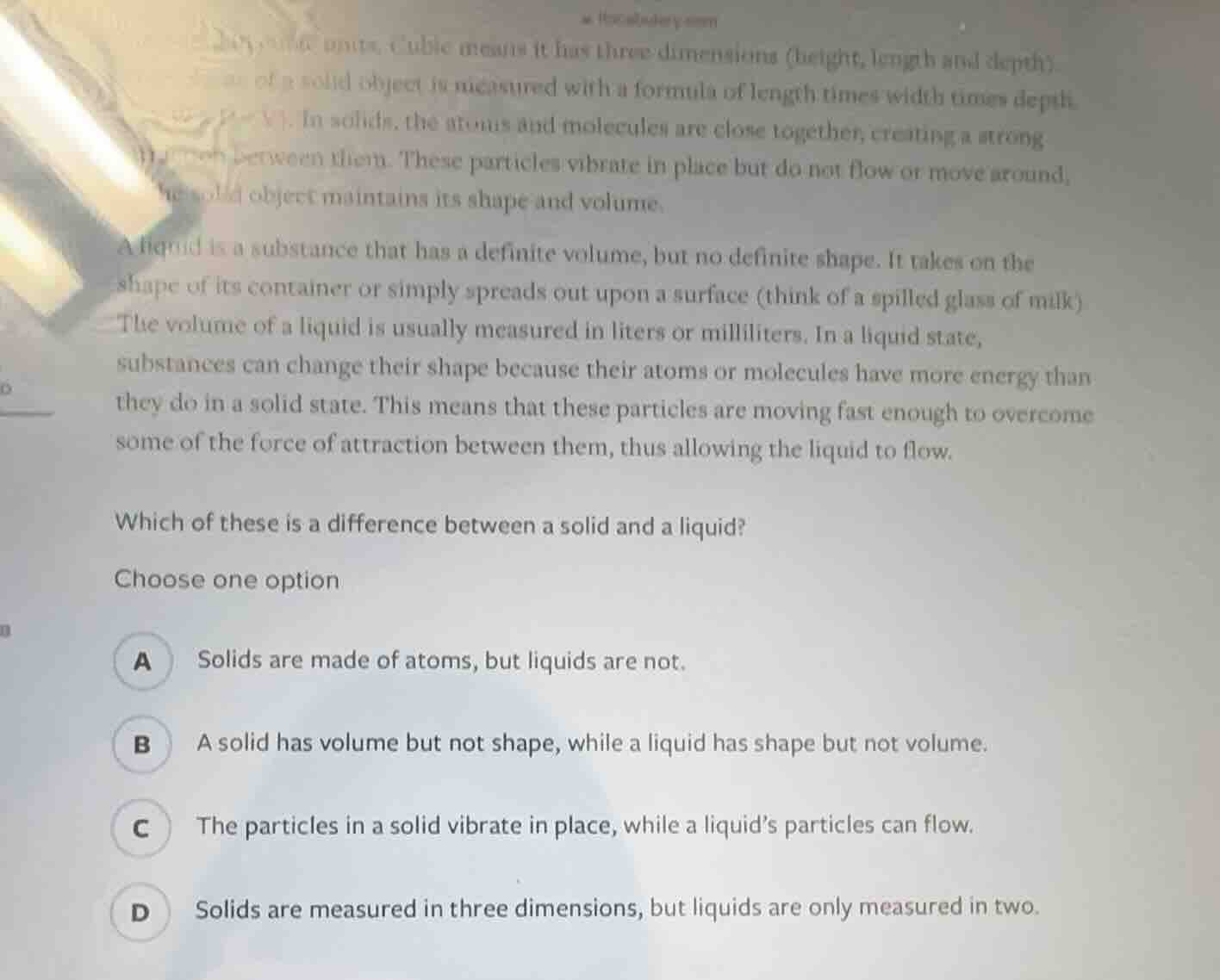cubic means it has three dimensions (height, length and depth). of a so…