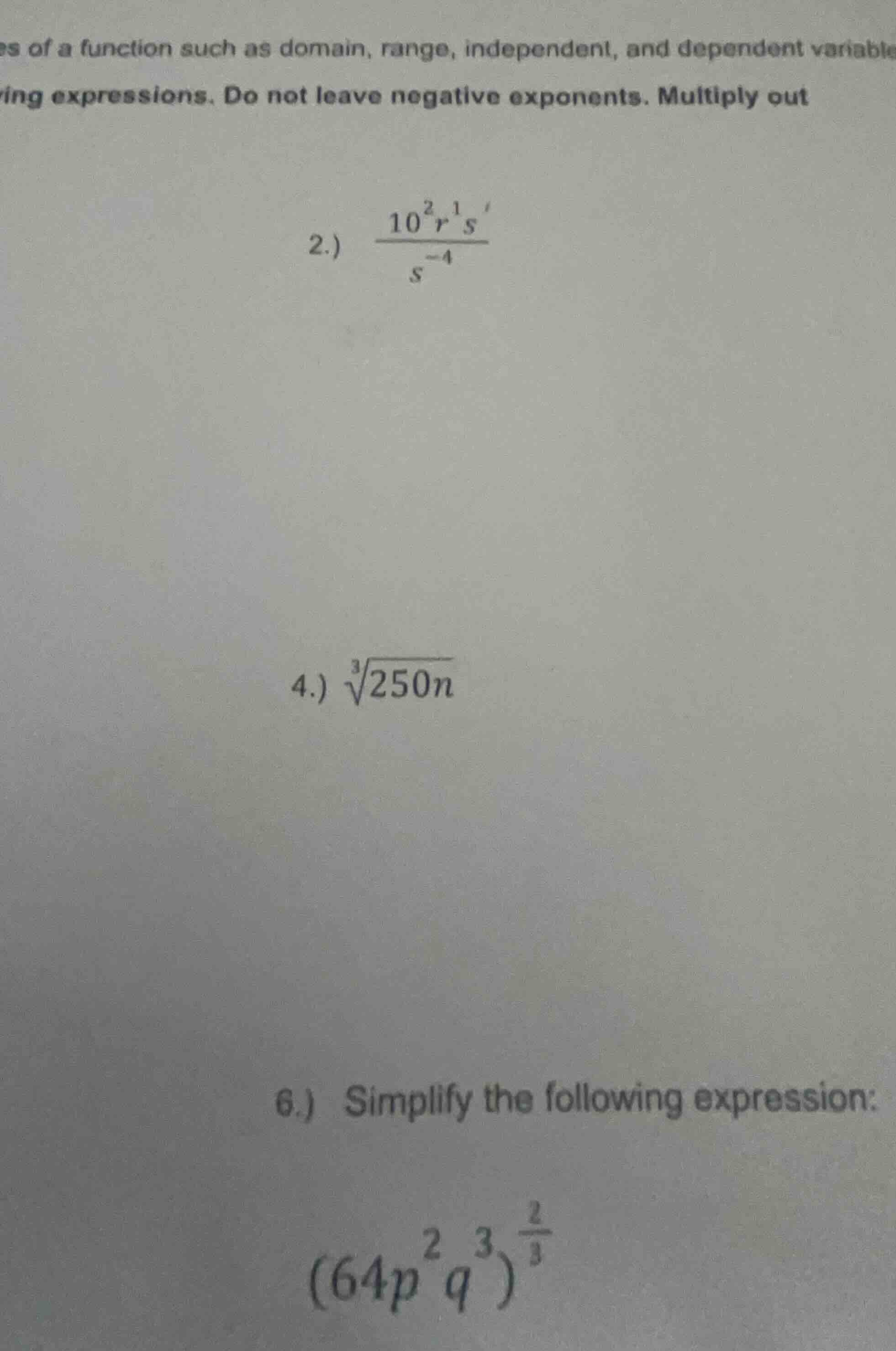 es of a function such as domain, range, independent, and dependent vari…