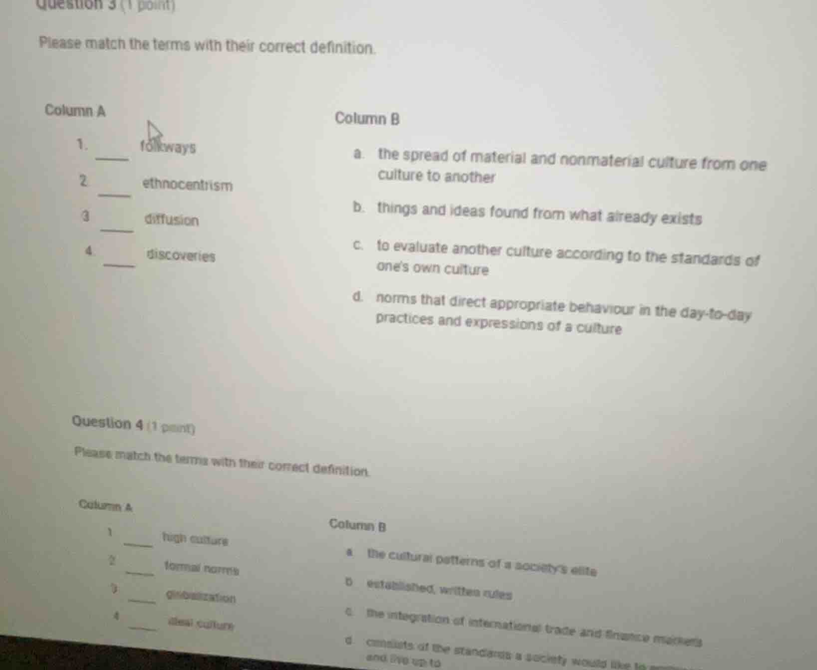 question 3 (1 point) please match the terms with their correct definiti…