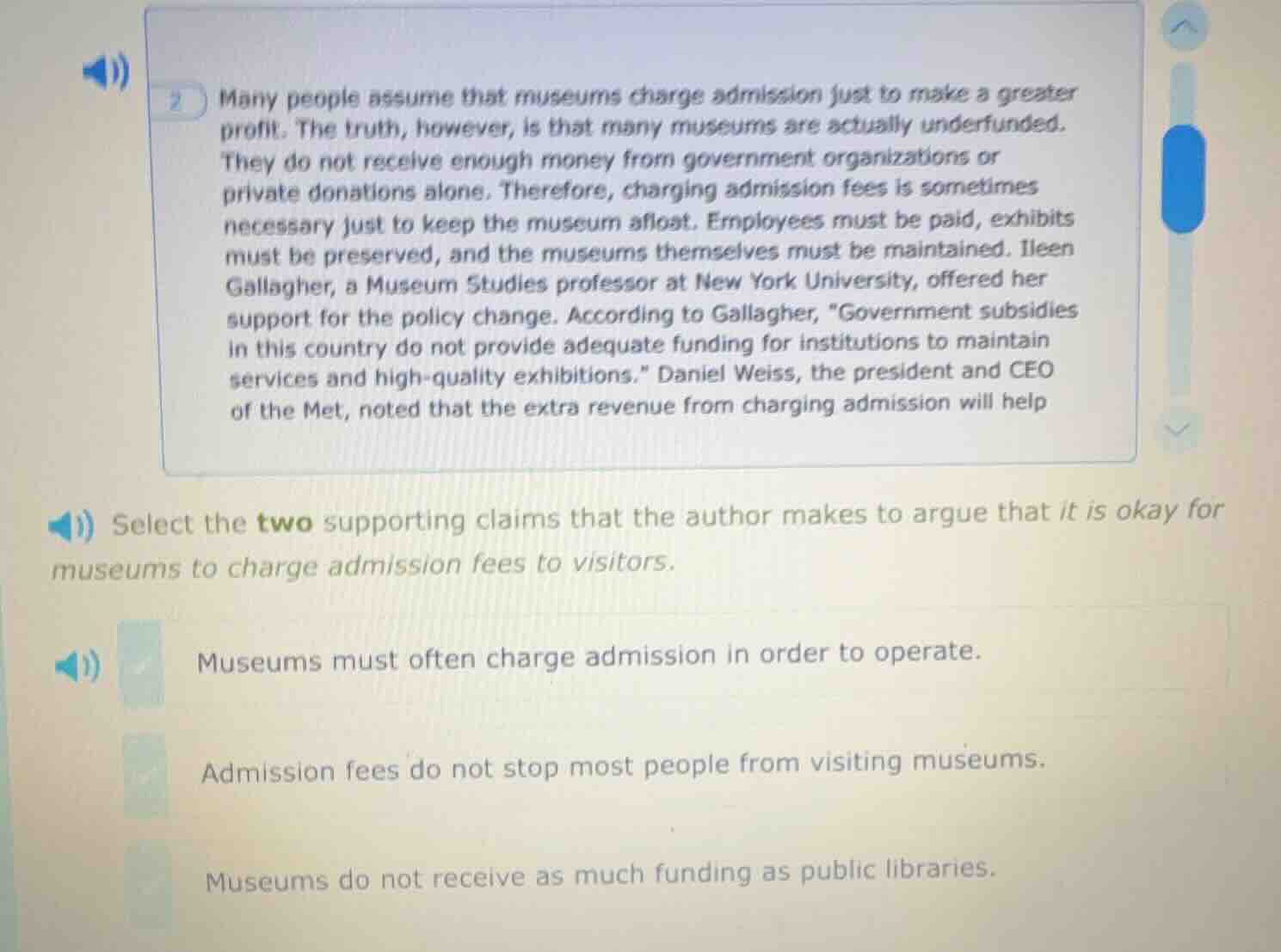 2 many people assume that museums charge admission just to make a great…