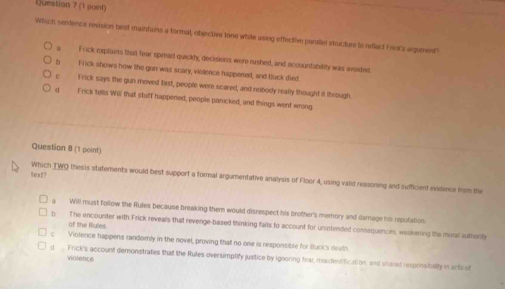 question 7 (1 point) which sentence revision best maintains a formal, o…