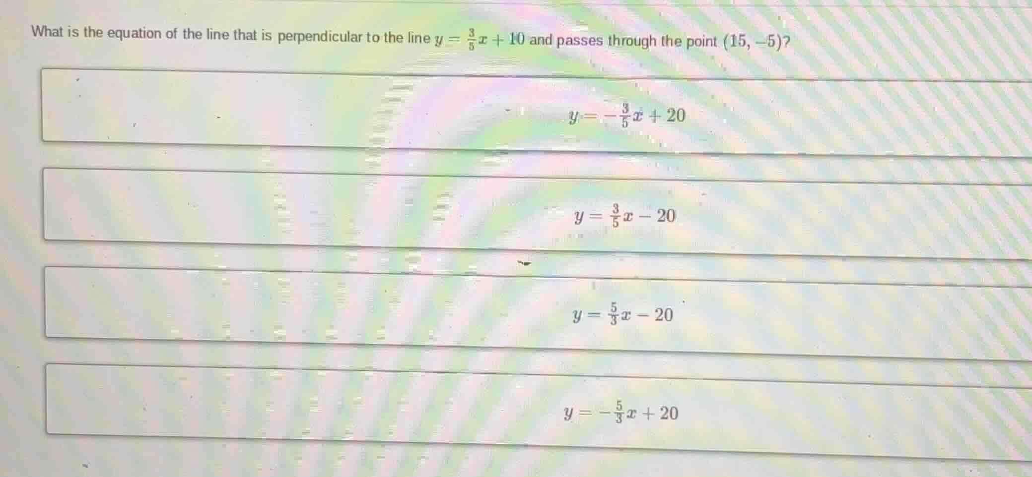 what is the equation of the line that is perpendicular to the line $y =…