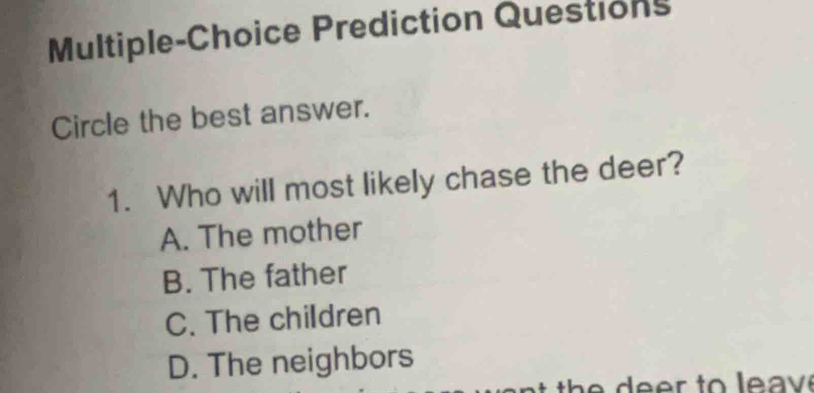 multiple - choice prediction questions circle the best answer. 1. who w…