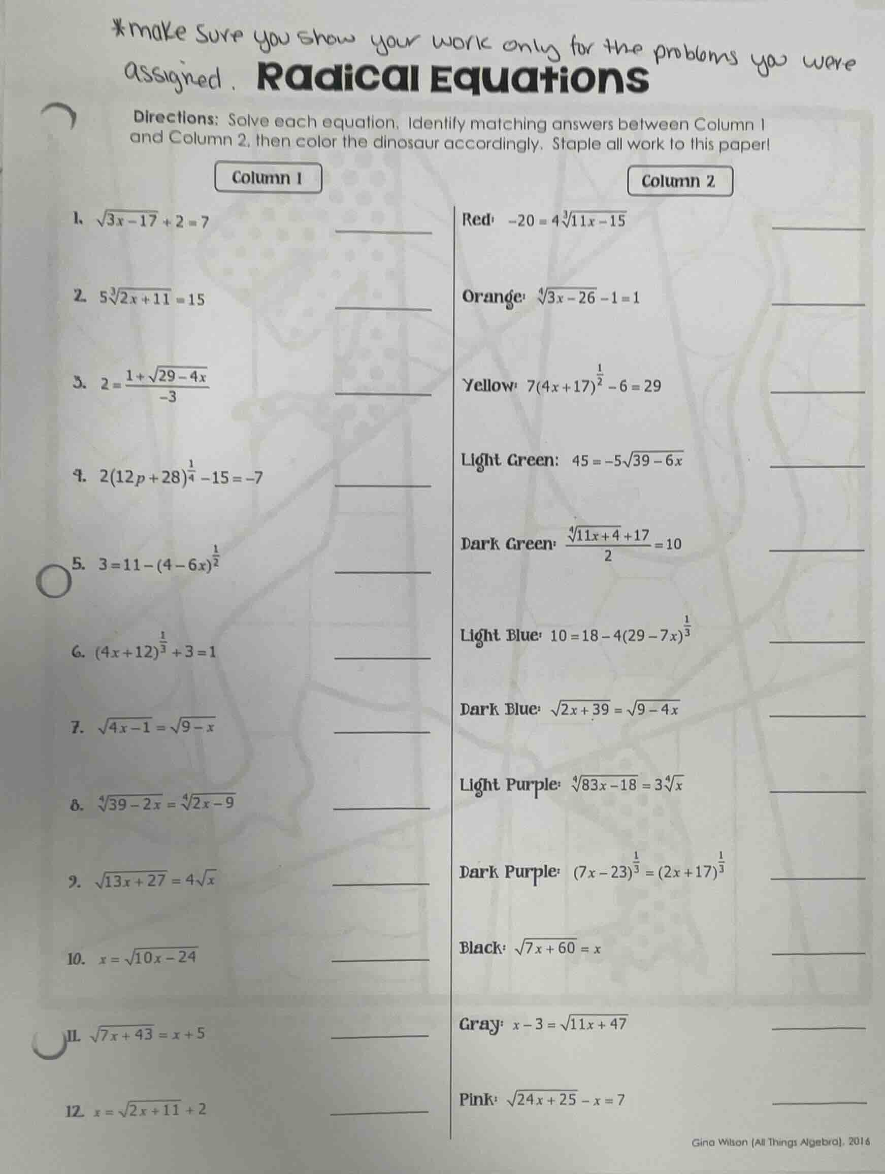 *make sure you show your work only for the problems you were assigned. …