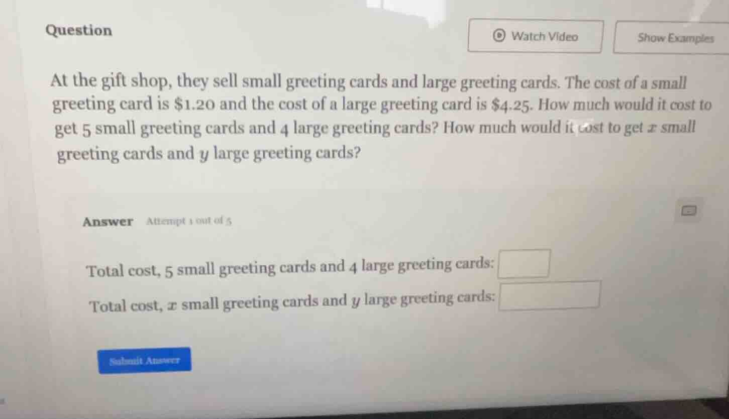 question at the gift shop, they sell small greeting cards and large gre…