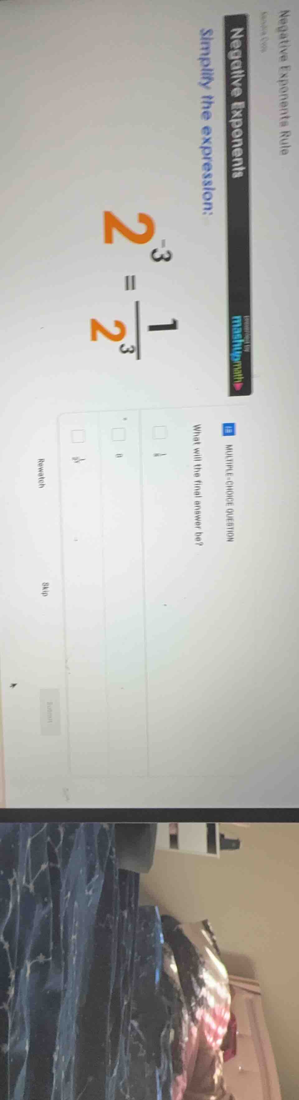 negative exponents rule negative exponents simplify the expression: $2^…