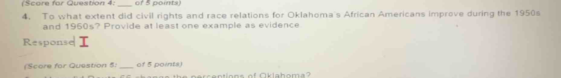 (score for question 4: ___ of 5 points) 4. to what extent did civil rig…
